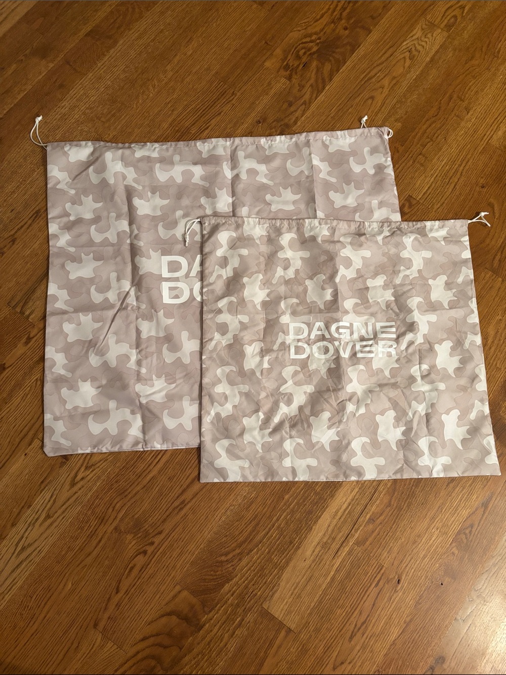 Dagne Dover Beige Camo Drawstring Storage Bags - Set of 2